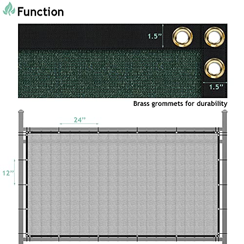 SunnyRoyal 6' x 2' Green Privacy Fence Screen Heavy Duty Windscreen Mesh Fencing Shade Fabric with Brass Grommets for Outdoor Fence Garden Patio Swimming Pool - color: Green, size: 6' x 2'