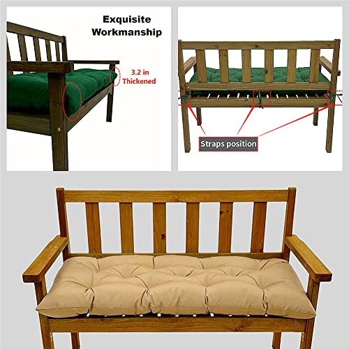Srutirbo Waterproof Outdoor Bench Cushion, 48"x20", Swing Cushion Patio Furniture Cushions 3 Seater, for Garden Patio Furniture Lounger Bench (Khaki, 48x20 in) - color: Khaki