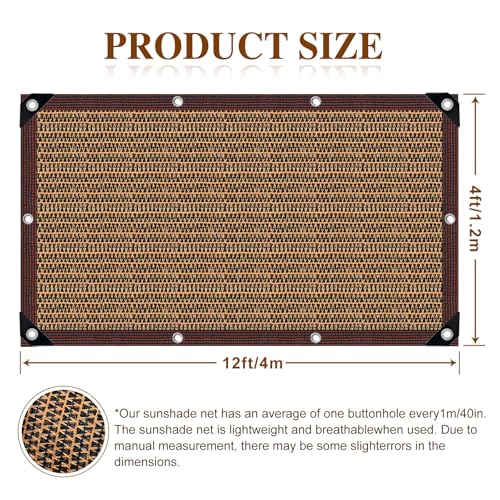 80% Shade Cloth -4x12FT Sunblock Net with Grommet,Lightweight and Durable UV Protection,Shade Cloth for Garden Patio Pergola Balcony Plants Greenhouse Dog Kennel Chicken Coop Outdoor - size: 4X12FT