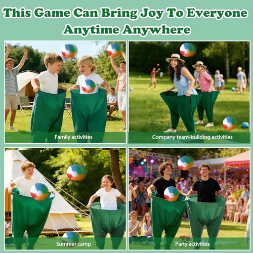 Granny Pants Yard Game Set Giant Outdoor Party Activity for Kids and Adults, Big Pants Ball Catching Set with 4 Balloons and Pump, Funny Lawn Activity, Ring Toss Games (Dark Green) - color: Dark Green