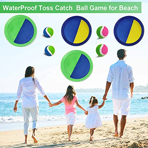 Jalunth Ball Catch Set Game Toss Paddle Beach Toys Back Yard Outdoor Games Pool Backyard Target Throw Sticky Mitt Set Age 3 4 5 6 7 8 9 10 11 12 Years Old Boys Girls Kids Easter Gifts Pink Blue 2 Pack - color: Pink+blue 4 Pack