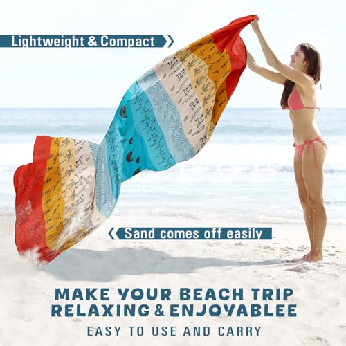 Beach Blanket Waterproof Sandproof Oversized 78''×81'' Suits 1-5 Adults Lightweight Large Picnic Mat Sand-Free Beach Blanket for Travel Camping Hiking Picnic - color: Beach Scene, size: 78''x81''