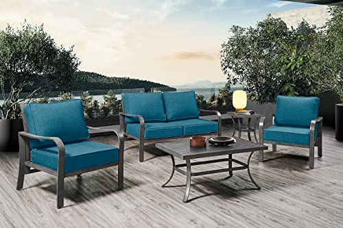 ARTPLAN Deep Seat Outdoor Patio Chair Cushions,2-Piece Seat and Back Cushion Set 24x24x6 and 18x24 Inches,Square,Peacock - color: Peacock
