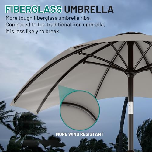 AreShark 10 FT Outdoor Patio Umbrella, Patio Table Umbrella with Push Button Tilt and Crank, Outdoor Patio Umbrellas with 8 Fiberglass Ribs, Patio Umbrellas for Market, Garden, Pool (Light Gray) - color: Light Gray