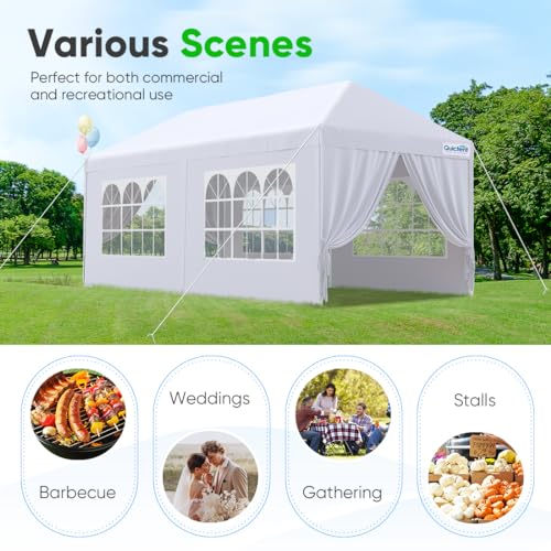 Quictent 10x20 Party Tent Gazebo Wedding Canopy Tent for Parties BBQ Shelter Pavilion with Removable Church Sidewalls & Elegant Church - size: 10'x20'-standard