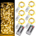 6 Pack Fairy Lights Battery Operated with Timer 2PCS Remote 6.5ft 20LED Warm White Twinkle Lights Waterproof Silver Wire Fireflies Lights DIY Mason Jar Wedding Party Christmas Centerpiece Table Deco - color: Warm White, size: 6.5ft