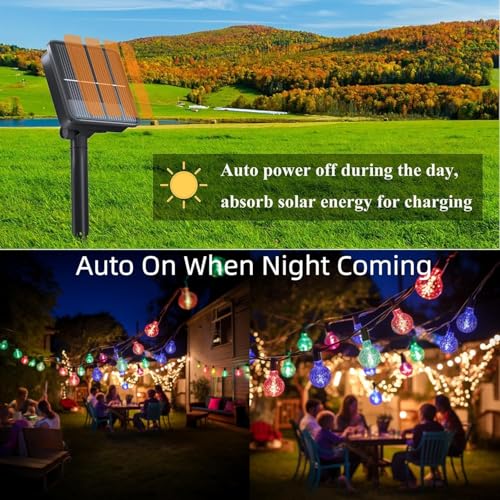 Solar String Lights Outdoor 100 Led 40 Feet Crystal Globe Lights with 8 Lighting Modes, Waterproof Solar Powered Patio Light for Garden Yard Porch Wedding Party Outdoor Decoration(Multicolor)