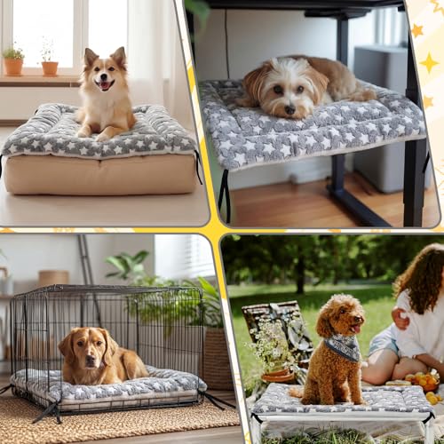 Elevated Dog Bed Cover Outdoor Dog Cot Replacement Cover for Large Crate Bed 50 x 32 Inch Warm Thermal Pet Pad Mat with Corner Straps Reversible Fleece Puppy Crate Kennel Mat - size: 50 x 32 Inch