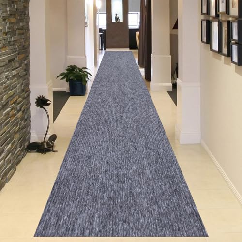 2x6 ft Outdoor Runner Rug, Non-Slip Indoor Outdoor Carpet Runner with TPR Backing, Waterproof Mat for Hallway, Kitchen, Patio, Garage, Deck, Entryway, Grey Fine Stripes - color: Gray Fine, size: 2' x 6' (Runner)