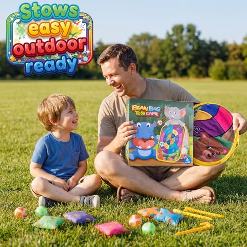 Bean Bag Toss Game for Kids - Cornhole Board Outdoor Toys for Toddlers -Party Activities Carnival Outside Yard Backyard Beach Lawn Games Toy for Kid Boys Girls Age 3 4 5 6 7 8 Year Old Birthday Gifts - style: Animal
