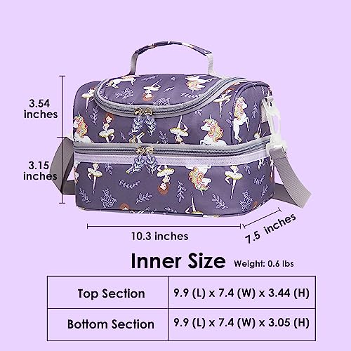 Insulated Kids Dual Compartment Lunch Bag Tote Pack for Girls Boys Toddler Kindergarten School Picnic Food Cooler Hot Water Ice with Strap (Ballet Dancer) - color: Ballet Dancer