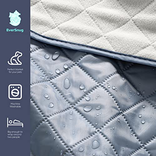EverSnug Large Waterproof Outdoor Blanket - Extra Thick Premium Quilted Fleece, Waterproof & Windproof, Great for Camping, Picnics, Beaches, Stadiums, Dogs - color: Grey