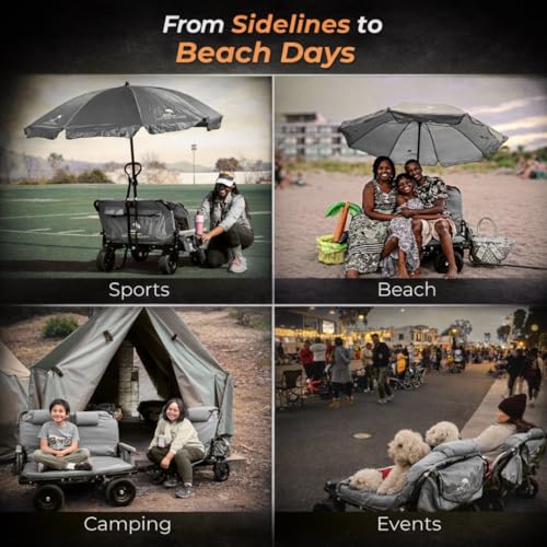 The Lounge Wagon – The Only Wagon that Converts into a 2-Person Chair - 3-in1 cart - Included Cargo net- Ultimate Beach Wagons– Beach Chairs for Adults – Sports Wagon(Umbrella Sold Separately), Gray - color: Gray
