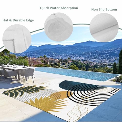 Outdoor Area Rug for Patio, Bohemian Blue Polka Dot Tropical Plants Camping Rugs Indoor Large Floor Mat 6x9ft, Abstract Art Outside Carpet for Deck RV Picnic Porch Backyard Bedroom - color: Lake Blue, size: 6' x 9' (Rectangular)