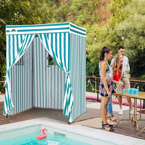 EAGLE PEAK Flex Compact 5x5 Pop-up Canopy Changing Room, Portable Privacy Dressing Room for Indoor Fashion Photoshoots, Camping, or Pool, White/Light Blue - color: White/Light Blue, size: 5x5 ft
