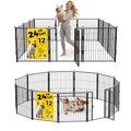 Dog Playpen 24 inch 12 Panels for Indoor & Outdoor Use – Heavy-Duty Metal Pet Fence with Ground Stakes, Rounded Ball Tops for Safety, Stable & Foldable Design, Easy to Assemble - size: 24inch, style: 12 Panels
