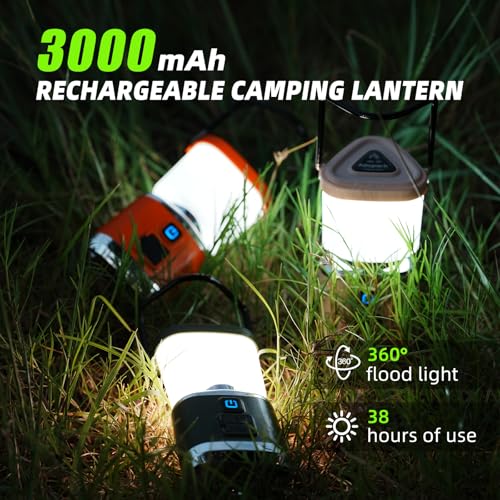 Allspark LED Camping Lantern Rechargeable,1000LM 4 Light Modes Magnetic Camping Lights,Bright Portable Home Lantern, IPX4 Waterproof Tent Lights for Hiking,Power Outages,Emergency,Hurricane(White)