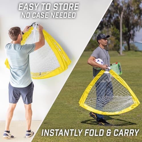 GoSports Portable Soccer Goals for Kids - 13 Color Options - Choose 4 x 3 ft or 6 x 4 ft - Team Tone Pop Up Nets for Backyard - color: Yellow, style: 4 ft x 3 ft