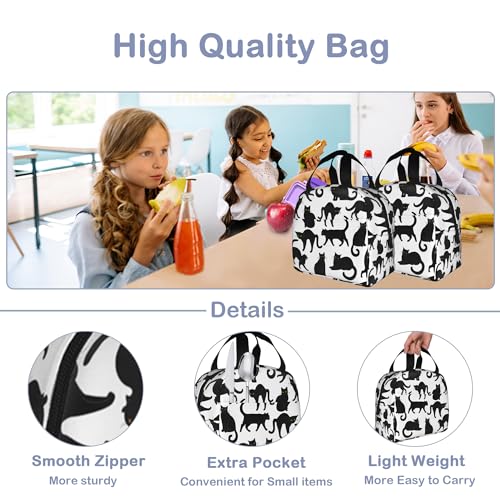 Insulated Lunch Bag, Black Cat Lunch Box for School Student Kids Boys Girls,Leakproof Small Lunch Tote for Adult Men Women,Reusable Lunch Cooler Tote Bag for Office Work Picnic - color: Black Cat