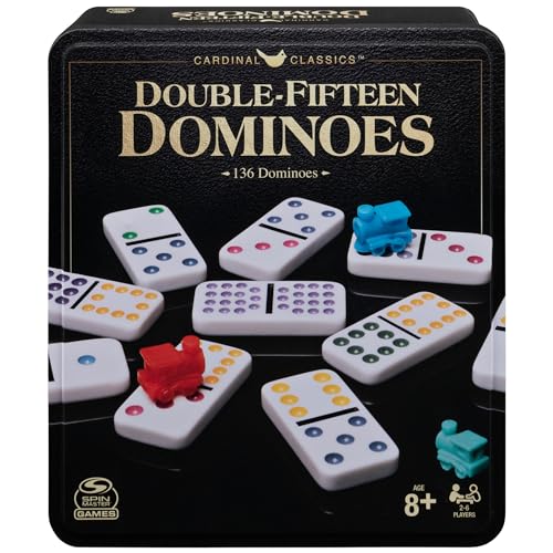 Spin Master Games, Cardinal Classics Double 15 Dominoes Set in Storage Tin, Family Board Games, 2-6 Players, for Ages 8 & Up - color: Multi Color