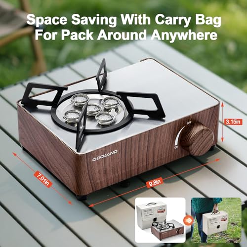 Odoland 7500BTU Camping Butane Stove with Compact Carry Case, CSA Certified Portable Gas Stove for Backpacking,Picnic,Outdoor Adventures,Brown - color: Brown