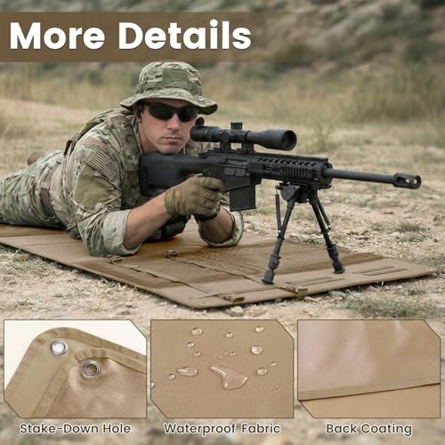 Shooting Mats Prone Padded,Extra Large Tactical Training Shooting Mat for Range Shooting & Hunting, Compact Foldable Water-Resistant Anti-Slip Base with Carry Strap Hunting Mat - color: Khaki