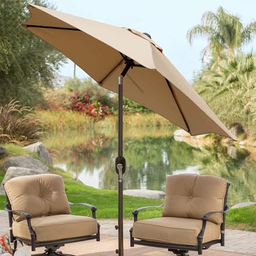 Blissun 7.5 ft Patio Umbrella, Yard Umbrella, Outdoor Market Umbrella with Push Button Tilt Crank (Tan) - color: tan