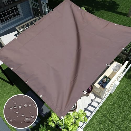 Sun Shade Sail 6'6"x9'9" Waterproof Shade Cloth Canopy Sunshade Camping Tarps Tent Cover with Grommets for Backyard Yard Deck Patio Pergola Garden Outdoor - color: Coffee-Waterproof, size: 6'6"x9'9"
