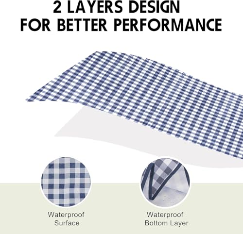 SAMSIER Outdoor Picnic Blankets Waterproof Foldable, Large Beach Blanket Sandproof, Gingham Picnic Mat Cute Washable Portable (Navy Blue, 80"×80") - color: Navy Blue, size: 6'8" x 6'8" (Square)