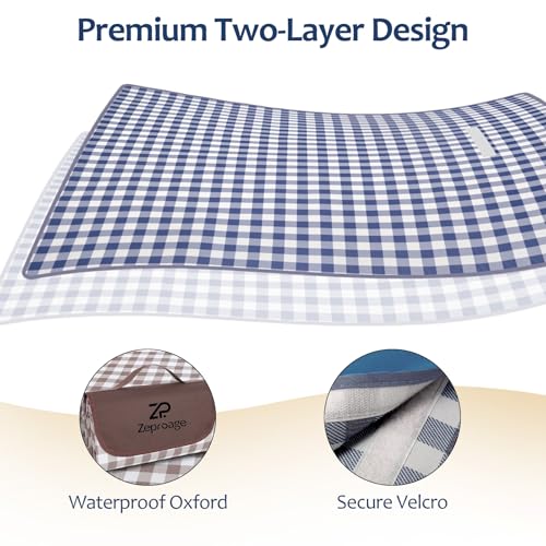 Waterproof Picnic Blankets, 60" x 80" Picnic Mat Outdoor Portable Travel Camping Bordeaux Blue