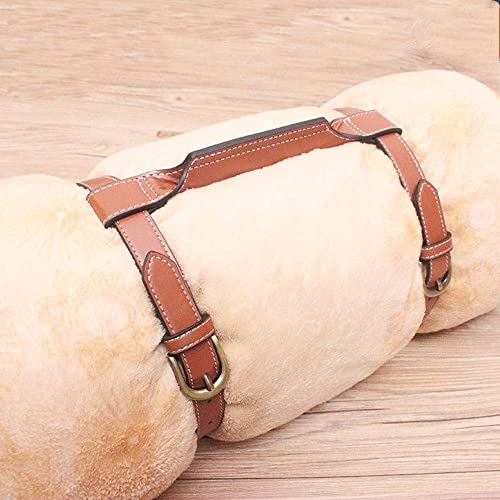 PU Leather Handle Outdoor Picnic Blanket Carry Strap Camping Travel Rug Carrier Blanket Motorcycle Bedroll Straps (Dark Brown) - color: Dark Brown