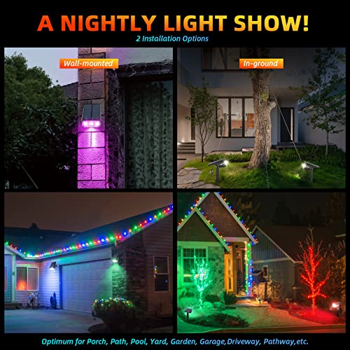 LEREKAM Solar Spotlights Outdoor, 40 LED s Color Changing RGB Waterproof Landscape Lights with 9 Light Modes, Colored Solar Spot Lights Auto On/Off, for Pathway Garden Pool Patio Yard - color: Multicolor, size: 8 Pack