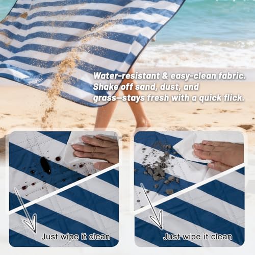 Large Picnic Blanket 80"x80" – Extra Large Waterproof Sandproof Outdoor Blanket for Beach, Grass, Park, Lawn, Camping, Wedding Registry Gift, Foldable & Portable Mat for Family Travel - color: Chatham Blue