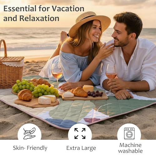 Exclusivo Mezcla Extra Large Waterproof Picnic Blankets 3 Layer, Sandproof and Foldable Outdoor Blanket for Beach Camping, Park and Travel - color: Abstract Brown