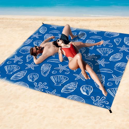 Beach Blanket Waterproof Sandproof Oversized, Extra Large Beach Mat 79" X 87"/110"x118" for 1-8 Adults Sand Free, Quick Drying Durable Outdoor Picnic Mat for Beach Travel Camping Hiking - color: Shell, size: 9x10 FT (1～8 Person)