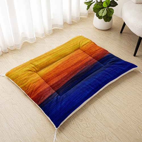 Nttopship Dog Cat Bed Mat Ultra Soft Fluffy Pet Bed Washable Fashion Dog Crate Beds Comfy Comfy Pet Sleeping Pad Suitable for Pet Raised Bed(30"x26",Setting Sun) - color: Setting Sun, size: Medium