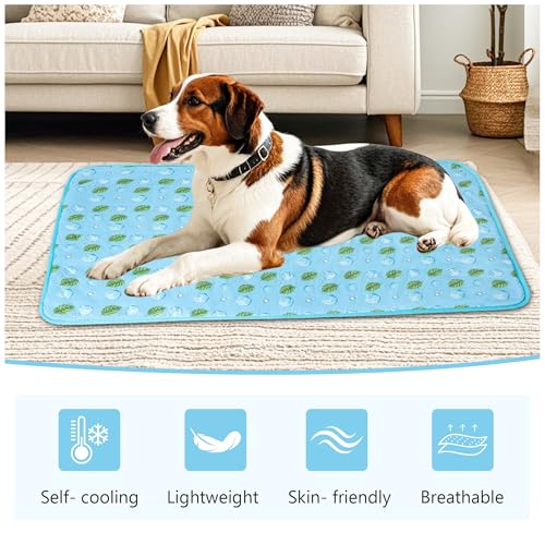 DELIFUR Cat Cooling Mat- Pet Cooling Mat Outdoor for Dogs Self Cooling Pad for Kitten Cat Puppy Machine Washable (Small, Blue Ice) - color: Blue Ice, size: S: 19.5" x 15.5"