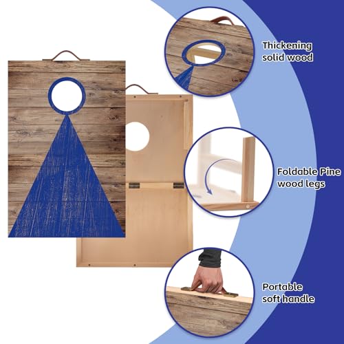 Wooden Cornhole Board Set with 6 Bean Bags, 2x1.3 ft Portable Outdoor & Indoor Corn Hole Toss Game Sets for Kids Adults and Family Party Camping Equipment