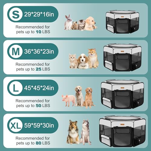 Dog Playpen, Portable Pet Play Pen for Cat, Puppies, Rabbits, Chickens, Foldable Large-Capacity Pet Tent for Indoor/Outdoor Travel Camping - color: Black, size: Small