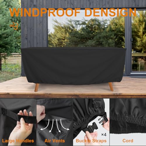 Tempera Patio Furniture Cover,Outdoor Table And Chair Covers Waterproof, Outdoor Dining Set Cover,Heavy Duty Rectangle Patio Furniture Covers, 128''L x 82''W x 27.8''H, Space Grey - color: Grey, size: 128''L x 82''W x 28''H
