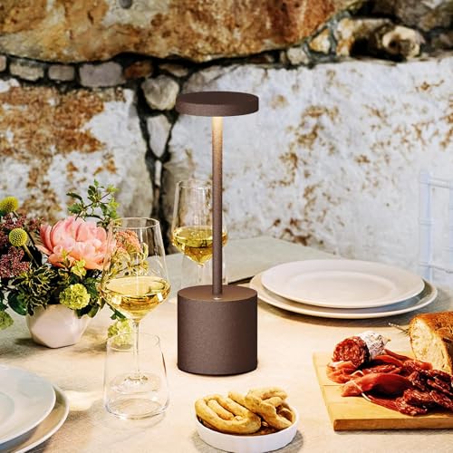 SAKRINGT 2 Pack Cordless Table Lamp Rechargeable, 5000mAh Battery Operated Portable LED Table Light with Dimming, 10-30H Runtime for Restaurant, Patio, Outdoor, Deck, Garden - color: Rust