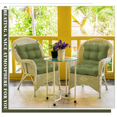 Marsui 4 Pcs Outdoor Indoor High Back Chair Cushions Patio Furniture Tufted Pillow with Ties Water-Resistant Replacement Outdoor Rocking Chair Cushions, 42 x 21 Inches (Moss Green,Solid Color) - color: Moss Green, size: Solid Color