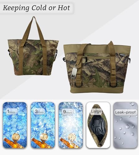 Insulated Cooler Bag, Large Insulated Bag, Reusable Shopping Bags, Leakproof Soft Cooler with BagsBottle Opener, Suitable for Supermarket Shopping, Travel,Beach,Family Picnic,Camping - color: green