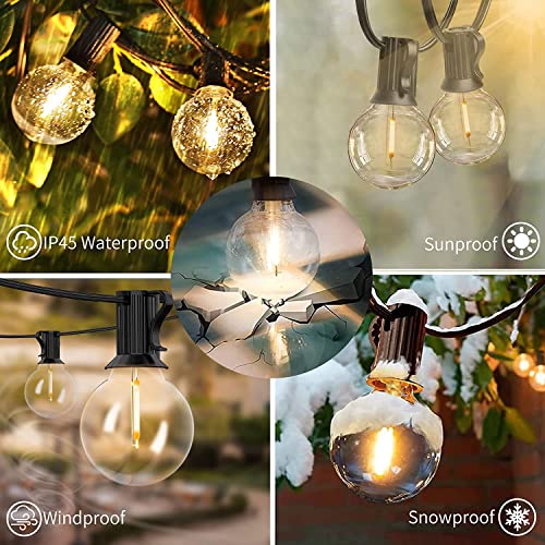 Svater Outdoor String Lights LED 60 FT, Patio Globe Lights with 32 Plastic G40 Bulbs, Waterproof Dimmable Outside Hanging Light for Backyard Bistro Cafe Porch Party Decor, 2700K Warm White - size: 60FT