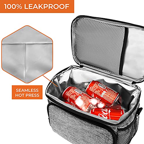 opux Insulated Lunch Bag for Men Women, Soft Lunch Box for Office Work School Picnic, Leakproof Lunch Cooler Bag with Shoulder Strap for Kid Adult Boy Girl, Medium Lunchbox Lunch Tote (Heather Gray) - color: Heather Gray, size: Medium