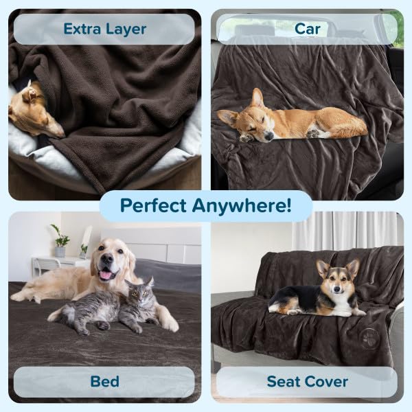 Waterproof Pet Blanket Collection– Reversible Throw Protects Couch, Car, Bed from Spills, Stains, or Fur – Dog and Cat Blankets by PETMAKER Dark Gray Large - color: Dark Gray, size: Small