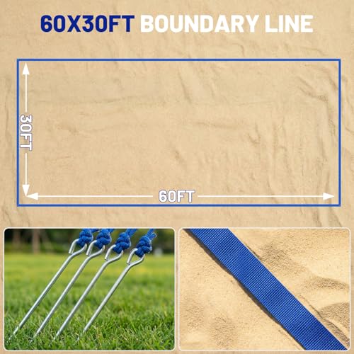 Outdoor Portable Volleyball Net Set with Anti-Sag Winch System,PU Volleyball,Pump,Height Adjustable Steel Poles,Boundary Line and Waterproof Carry Bag for Backyard, Beach, Lawn