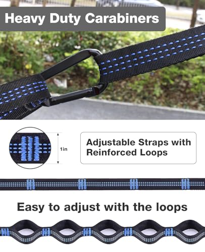 MOSFiATA Camping Hammock, Heavy Duty up to 700lbs with 2 Tree Straps and Attached Carry Bag Portable Outdoor Hammock for Backpacking Hiking Travel,Beach（Black Grey - color: Black Grey
