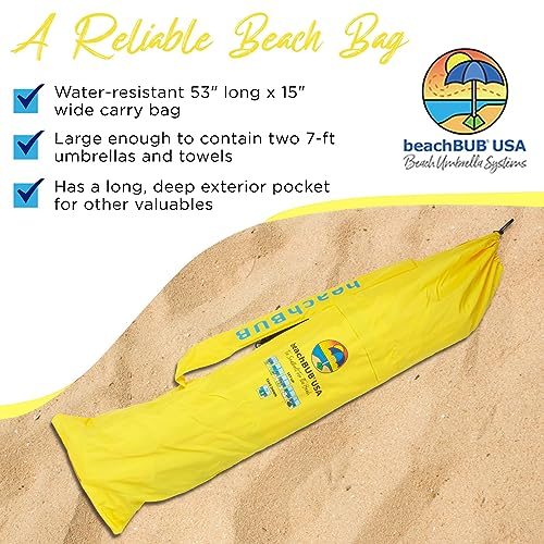 BEACHBUB Beach Umbrella Bag - Waterproof & Foldable Beach Bag for Umbrellas with Wide Padded Shoulder Strap & Molded Carry Handle - color: Sun-Kissed Yellow