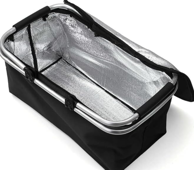 Foldable Insulated Picnic Basket 30L 31.7 QT Large Capacity Cooler Tote with Double Handles Thermal Shopping Basket for Picnic Camping Beach Travel Outdoor Use